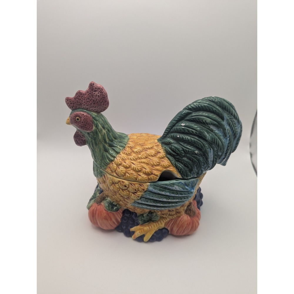 Vintage‎ Fitz Floyd Ceramic Rooster Gravy Dish Figurine Kitchen Decor NO SPOON
